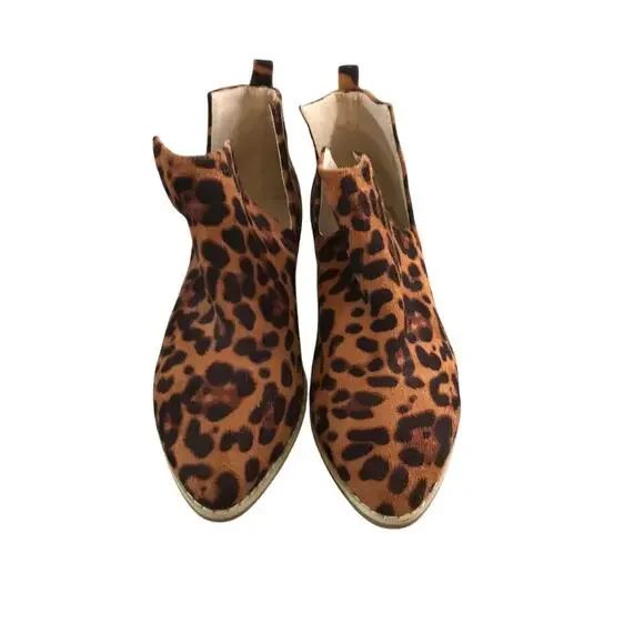 A rider girl leopard closed toe side cut out bootie size 7 - Picture 1 of 7